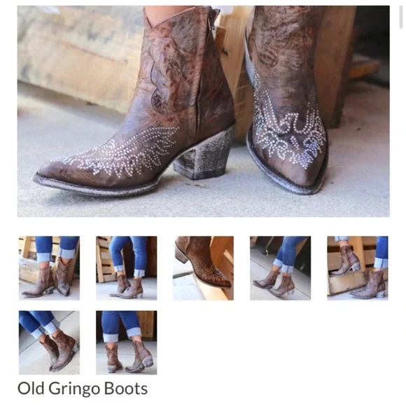 Old Gringo Eagle Swarovski crystal Distressed Brown Bootie like new! - Picture 1 of 1